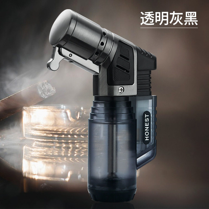 三直冲大火力雪茄艾灸专用打火机焊枪透明直冲小喷枪百城龙马1#