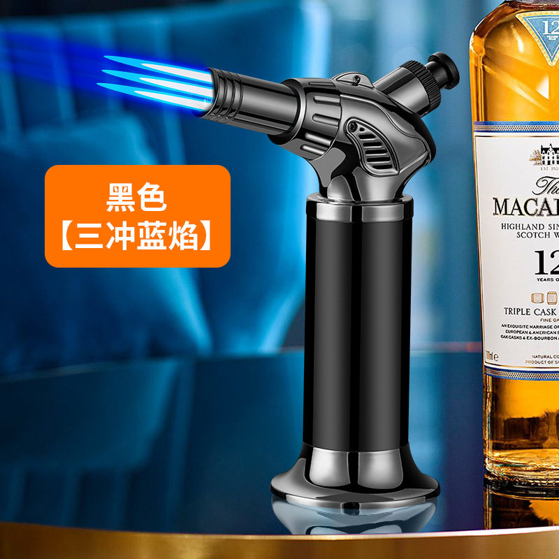 新款三直冲喷枪焊枪打火机大火力1300度三火防风打火机跨境