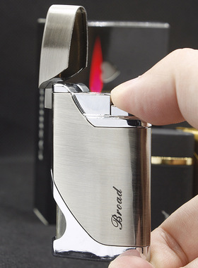 BD278精品男士商务风透明可视气仓大尖头充气红火防风定制打火机