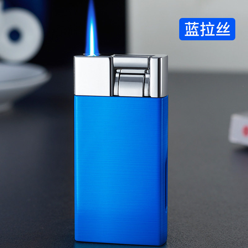充气创意蓝焰直冲金属可视气窗防风打火机激光刻字DB262杠杆