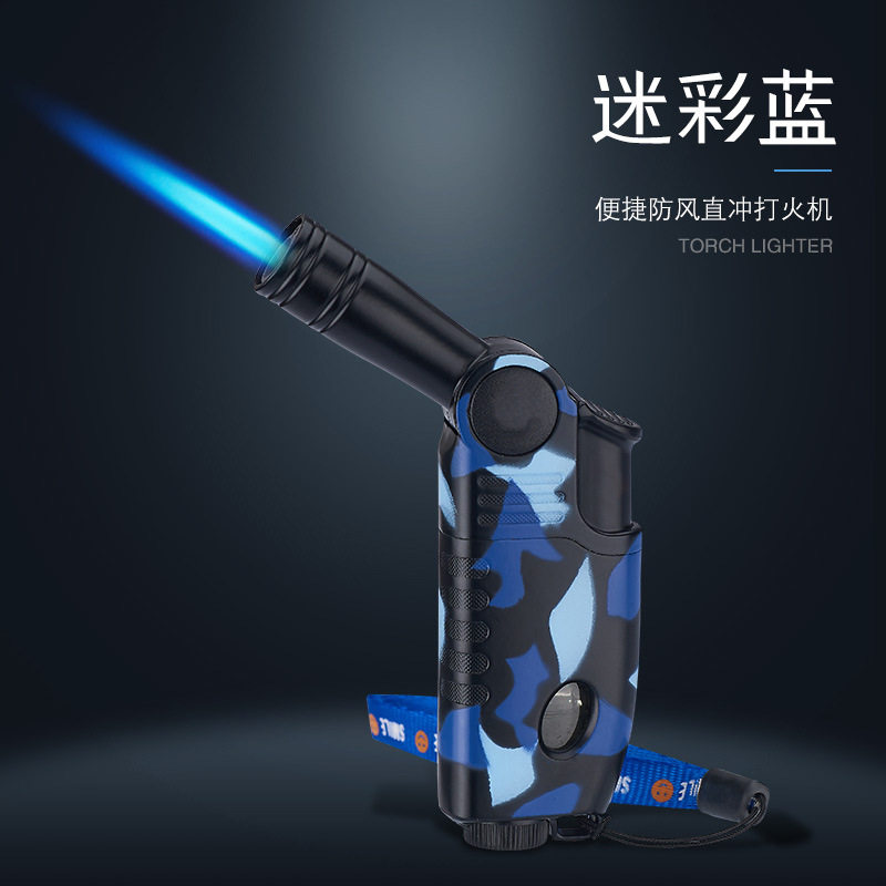 跨境焊接型小喷枪直冲打火机个性创意弯头防风烧烤户外点火器