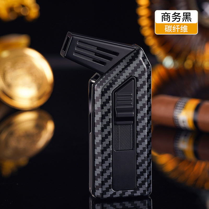 启点QD126弯头多功能雪茄工具点艾炙烟斗充气明火男士打火机