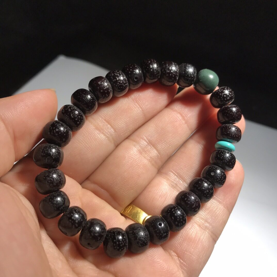 原生态精品海南星月菩提手串单圈朱砂供佛珠念珠男文玩绕指柔桶珠