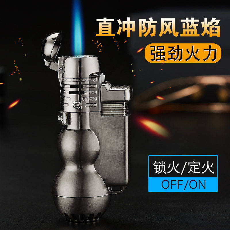 外销跨境便携迷你全金属防风直冲喷枪定火焊枪户外烧烤厨用雪茄