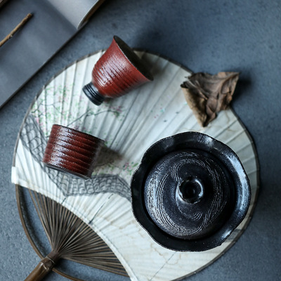 晴先生妙峰手作银釉超薄胎盖碗品茗杯茶杯紫砂手绘套装不烫手锖肌
