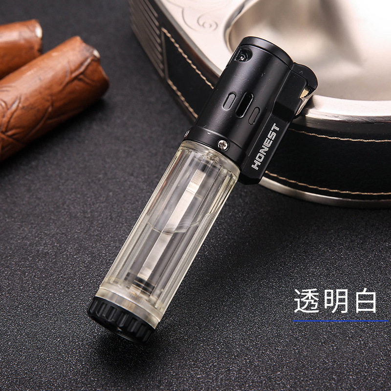 防风打火机充气体男创意个性直冲蓝焰砂轮式雪茄火机百诚罗马1号