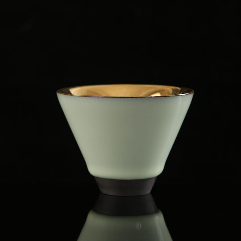 金茶杯纯金24k鎏金盏999纯金茶盏主人杯单杯大号陶瓷黄金盏刻字