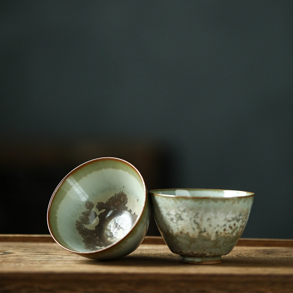 甚言先生手工窑变柴烧杯陶瓷杯冰裂纹小茶杯品茗杯主人杯功夫茶具