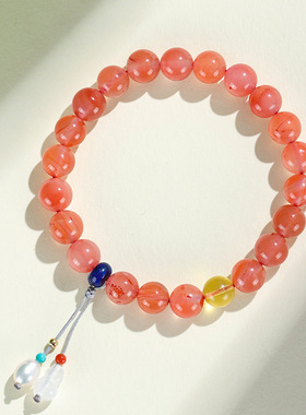 淡水珍珠冰飘南红串珠手链女小众高级感青金石碧玉手串手饰