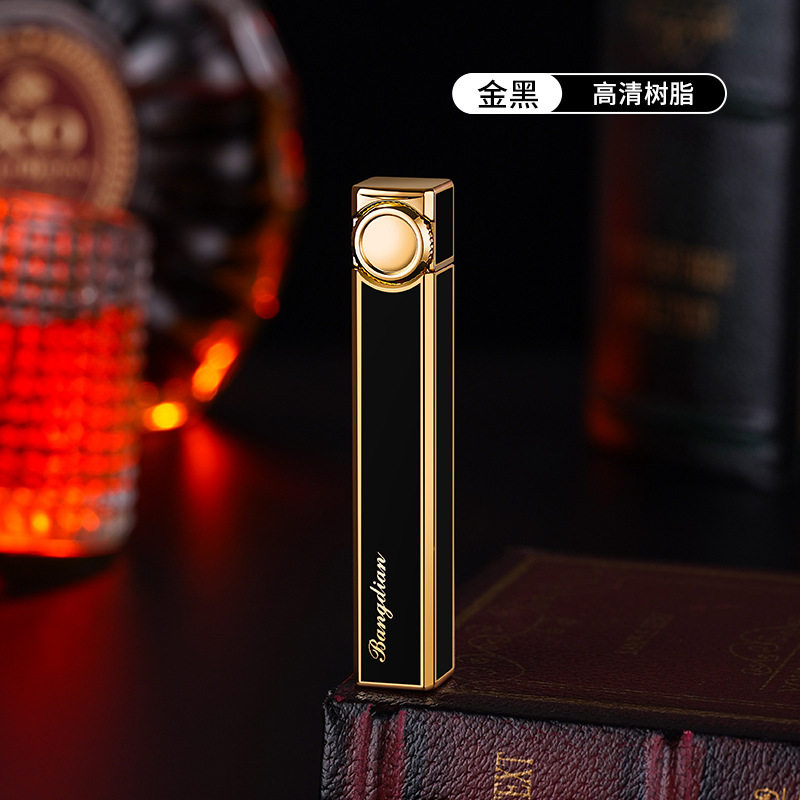 树脂工艺斜火打火机金属机身高端礼品充气明火打火机抖音快手