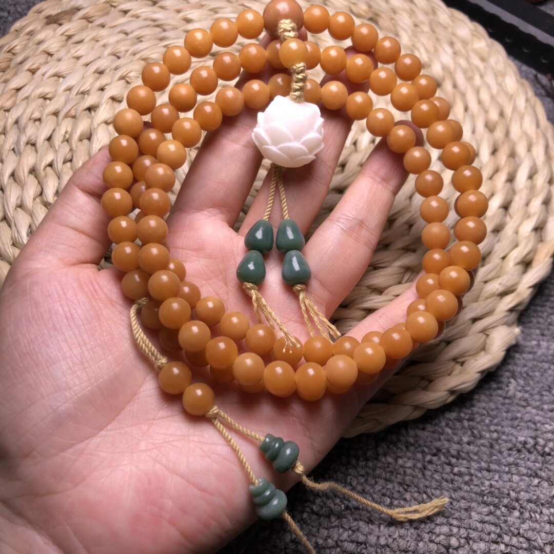 白玉菩提根手串diy配饰佛珠文玩莲藕片手持念珠手链长款毛衣项链