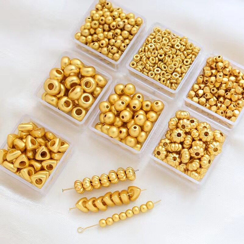 沙金金珠飞碟隔珠电镀14k真金圆珠隔片包金车轮片手工散珠diy编织