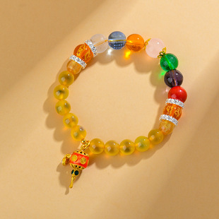 糖心玛瑙五路财神心经水晶多宝手串景区寺院文创爆款彩色手链
