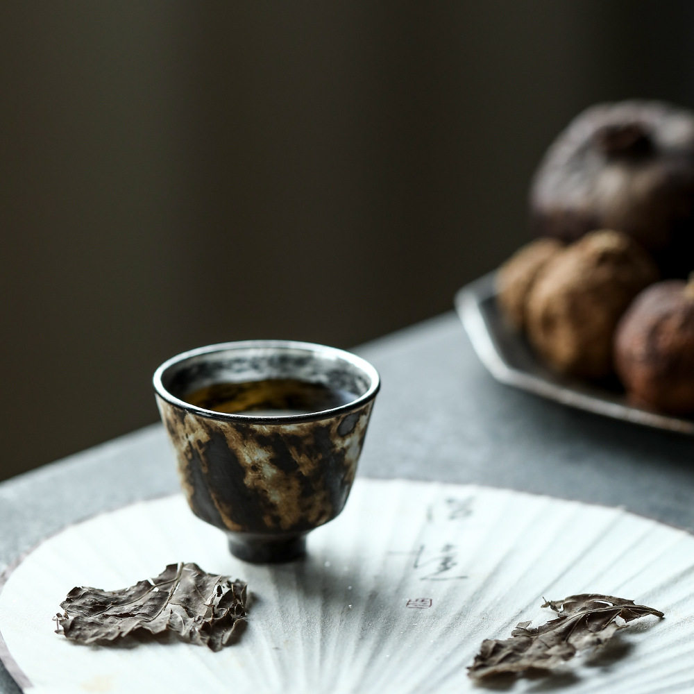 酒杯化妆土剔刻小茶杯鎏银刻印杯民俗朴拙陶胎晴先生手作陶瓷