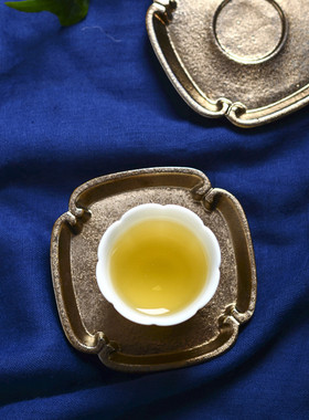 景德镇手工仿古铁黑功夫茶杯托四方日式茶托简约陶瓷杯托茶道配件