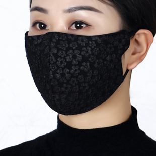 春秋冬口罩女保暖加厚棉大护全脸防寒风立体小花新款 可洗调节网红