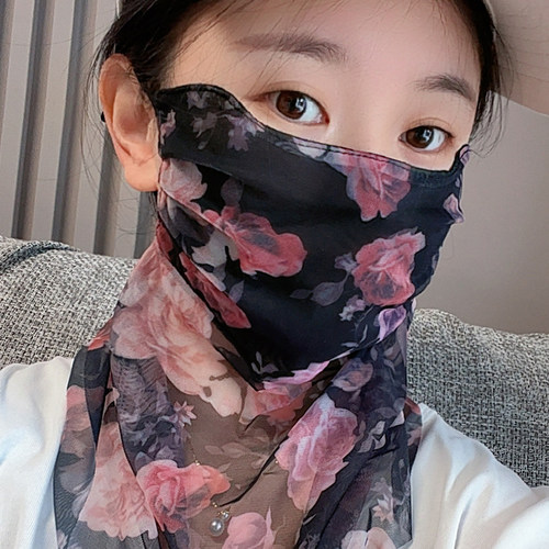 防晒口罩女士护脖颈面罩薄款透气