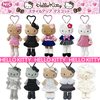 日本正品 NIC 黑皮长腿hello kitty挂件毛绒公仔 贵妇 萝莉小香风