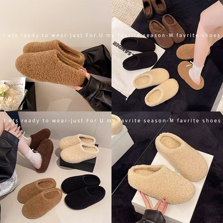 【小乐专享】毛毛鞋秋款加绒2025新款保暖一脚蹬包头半拖鞋