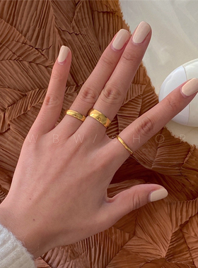 三件9折不掉色ins欧美潮金色戒指