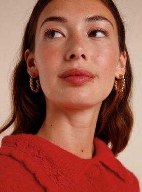 WBW 欧美小众ins复古法式优雅气质同款hoop风麻花螺旋耳环c型耳圈