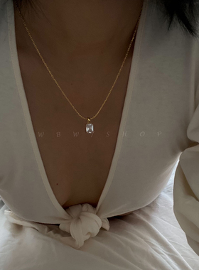 WBW 欧美个性时尚气质小方块锆石时髦法式叠戴ins风项链锁骨链 女