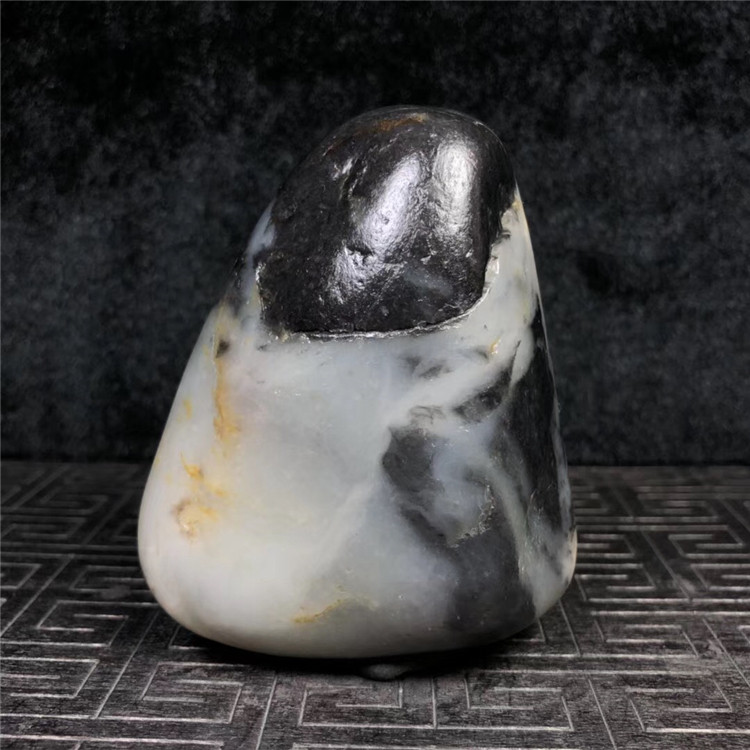 新疆和田玉籽料青花原石原籽真皮把件天然和田白玉籽料把玩件