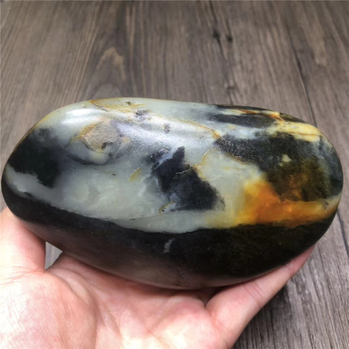 新疆和田玉籽料原石真皮把件天然和田白玉籽料原石摆件把玩件