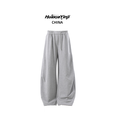 华夏印迹 新款秋冬运动裤男美式复古松紧宽松直筒弯刀休闲卫裤子