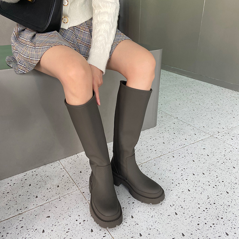 [삼촌집] 여성용 롱부츠 2024 가을 겨울 두꺼운 밑창부츠 여성용 키 크고 슬림 나이트부츠 다용도 무릎까지 오는 여성용 부츠