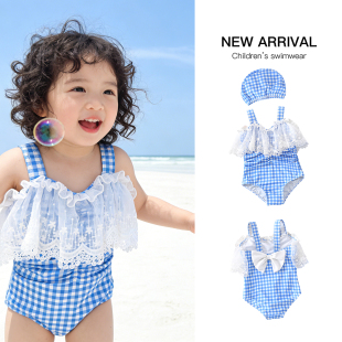 2026韩国儿童泳衣女童连体刺绣花边可爱女宝宝温泉1 5岁2速干泳装