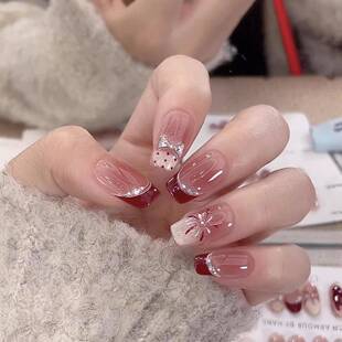 新年战手甲纯蝶工穿572戴甲波结点蝴轻奢高级纯手作美甲