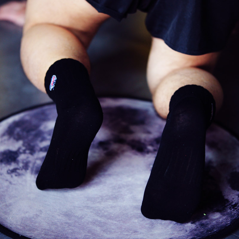 LD大码男士中筒袜子纯色毛巾底黑白灰吸汗透气运动体育生冬季保暖