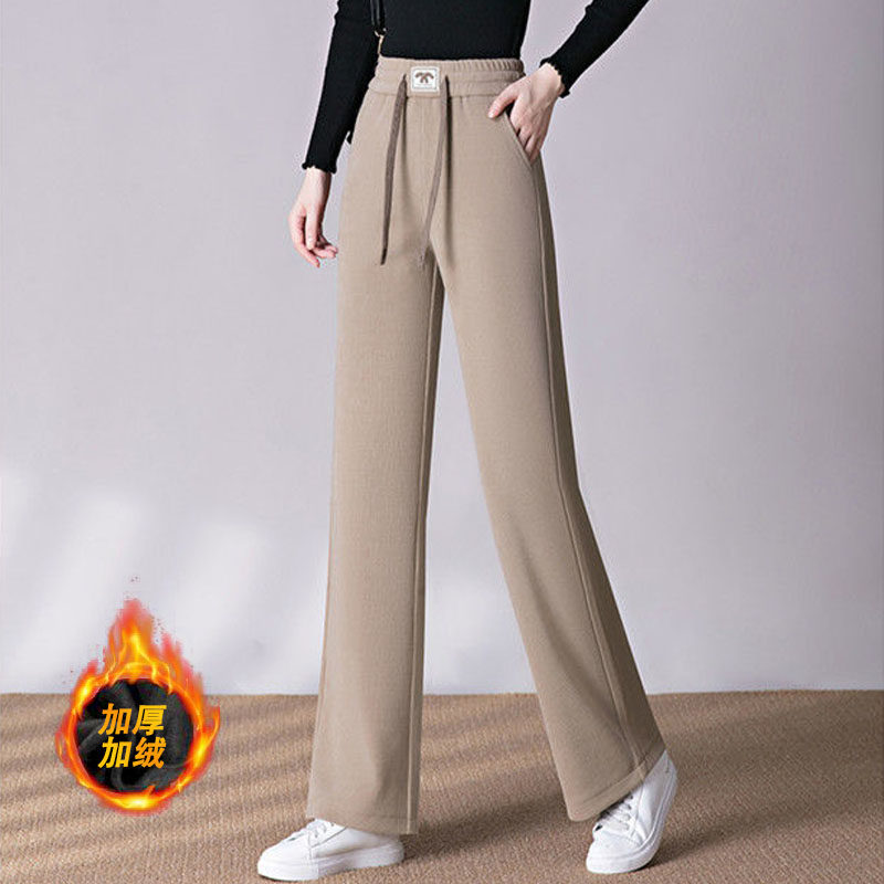 雪尼尔冬季加厚阔腿裤妈妈女士2025新款百搭宽松休闲直筒裤子
