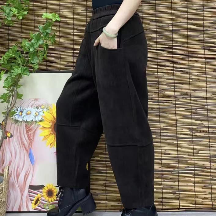 秋冬季女士裤子加绒加厚新款时尚百搭大码女裤宽松厚款休闲灯笼裤