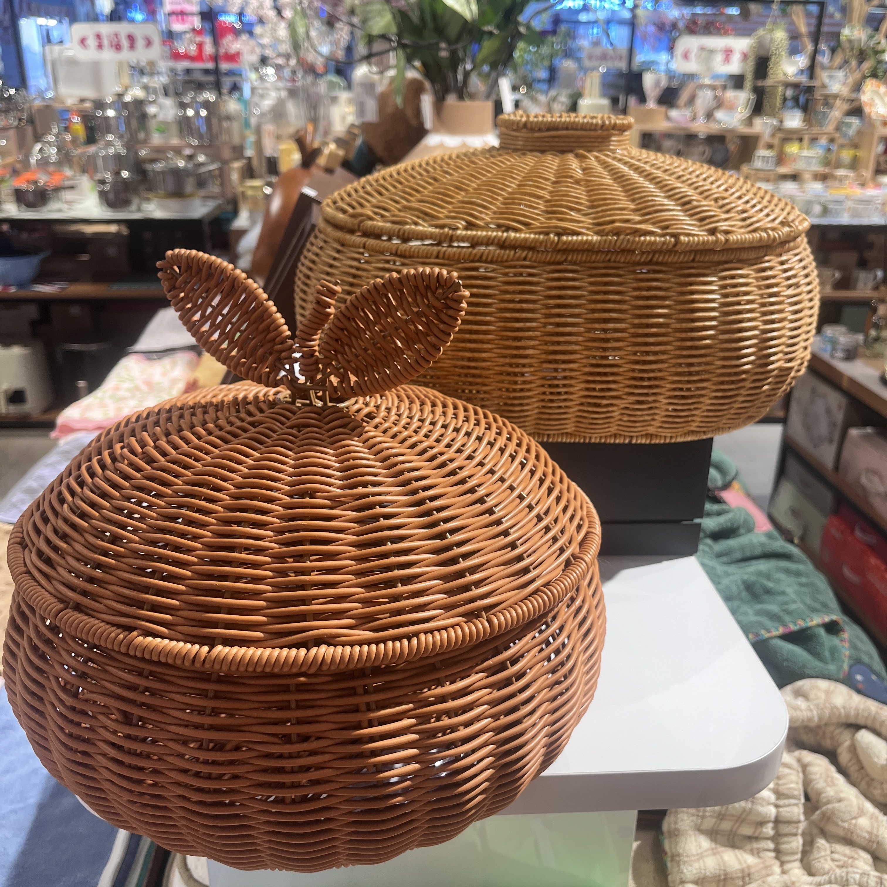 带盖仿藤零食鸡蛋筐手工编织客厅创意收纳篮水果蔬菜杂物收纳筐,收纳整理,收纳筐,淘宝优惠券,粉丝福利购,淘宝优惠卷