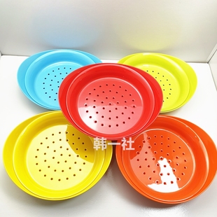 韩国密胺饺子盘沥水双层盘家用饺子帘水果干果盘双格火锅菜盘大号