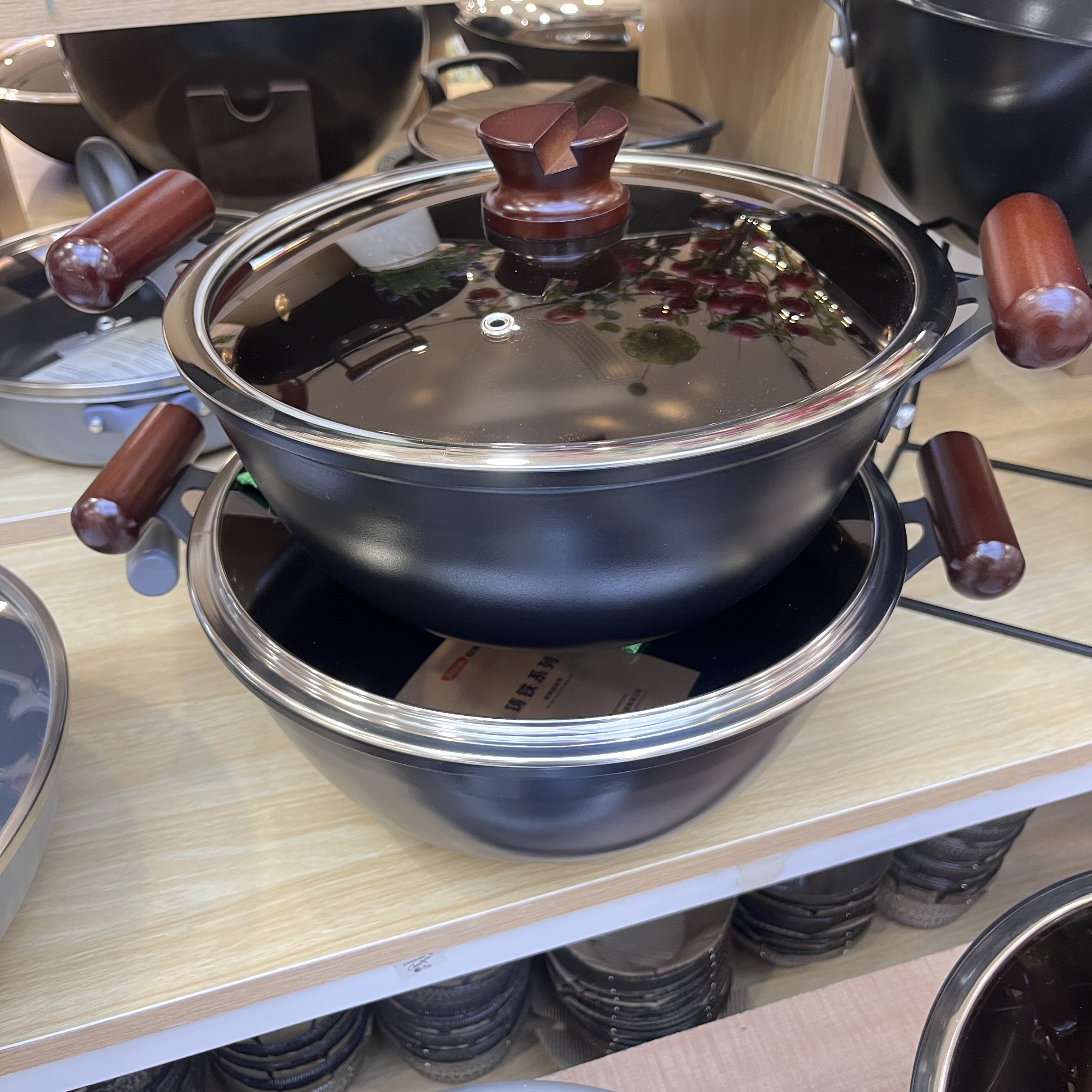 安博力黑晶双耳铸铁炖锅加厚平底炒菜家用燃气灶电磁炉可用不沾,厨房/烹饪用具,炒锅,淘宝优惠券,粉丝福利购,淘宝优惠卷