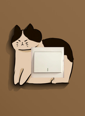 卡通可爱奶牛猫咪灯开关贴