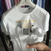 汗衫 94%棉6%氨纶 T恤透气吸汗半袖 白色男装 品牌撤柜男士 印花短袖