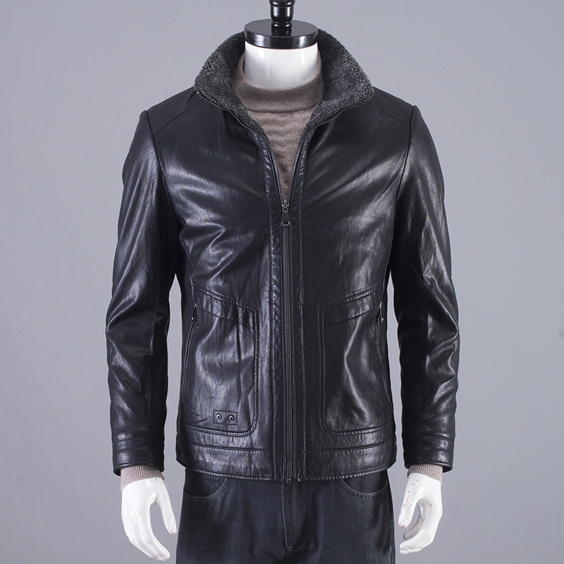 外贸男士秋冬装皮衣2023新款立领加绒加厚机车服潮牌休闲百搭男装
