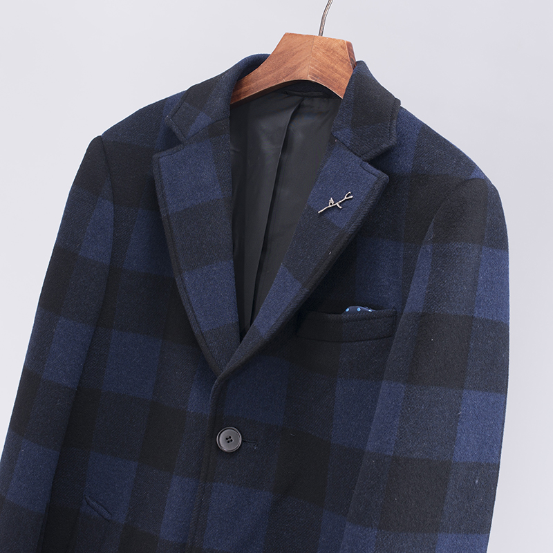 大牌撤柜西装领中长款风衣外套男