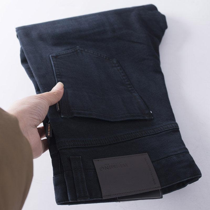 撤柜单中青年男士微弹棉质牛仔裤春秋季蓝色中腰弹力直筒长裤子男