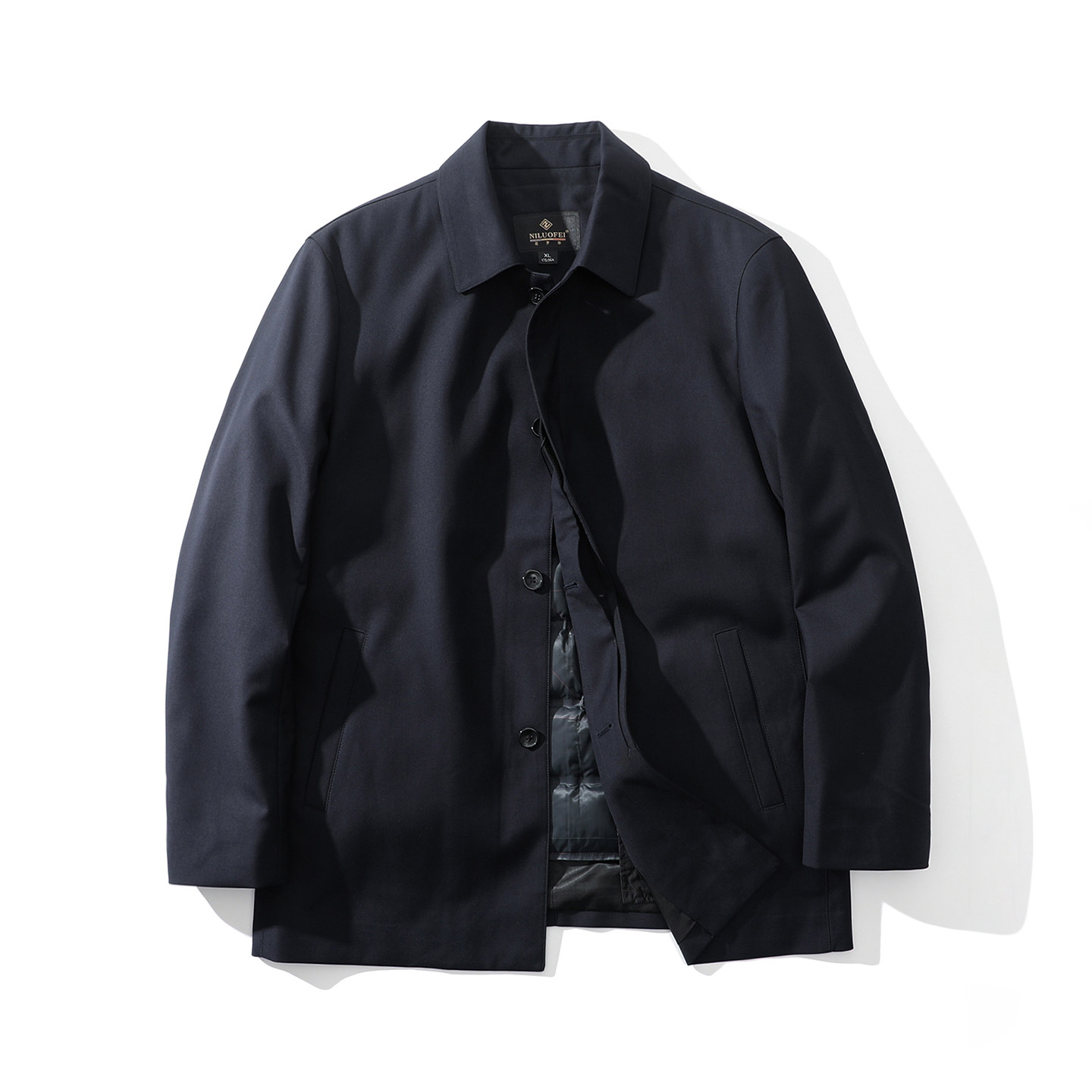 鹅绒内胆可脱卸休闲翻领羽绒服男