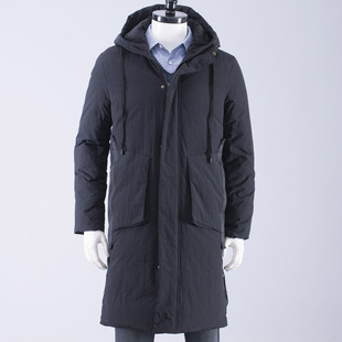 品质鸭绒！2023年秋冬新款男士黑色连帽羽绒服外套时尚休闲冬装厚