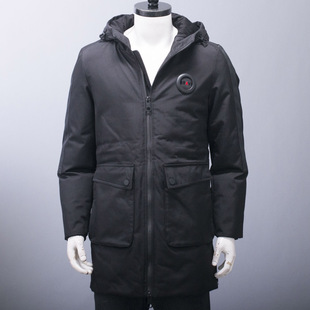 黑色中长款 充绒达146G品牌男士 羽绒风衣保暖鸭绒外套 保暖 ju厚实