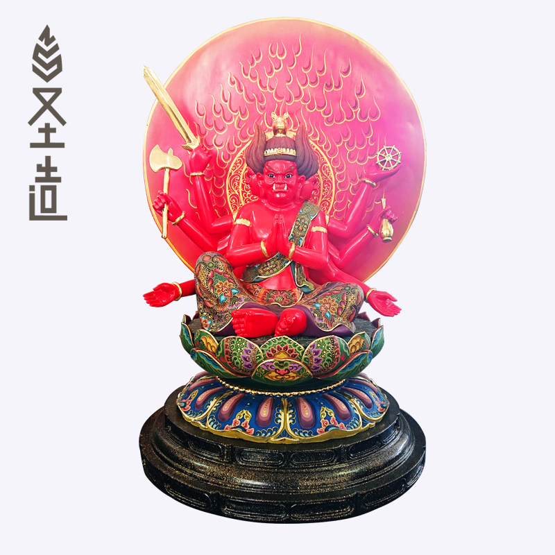 马头观音佛像木雕马头金刚摆件家用彩绘木佛像 圣造