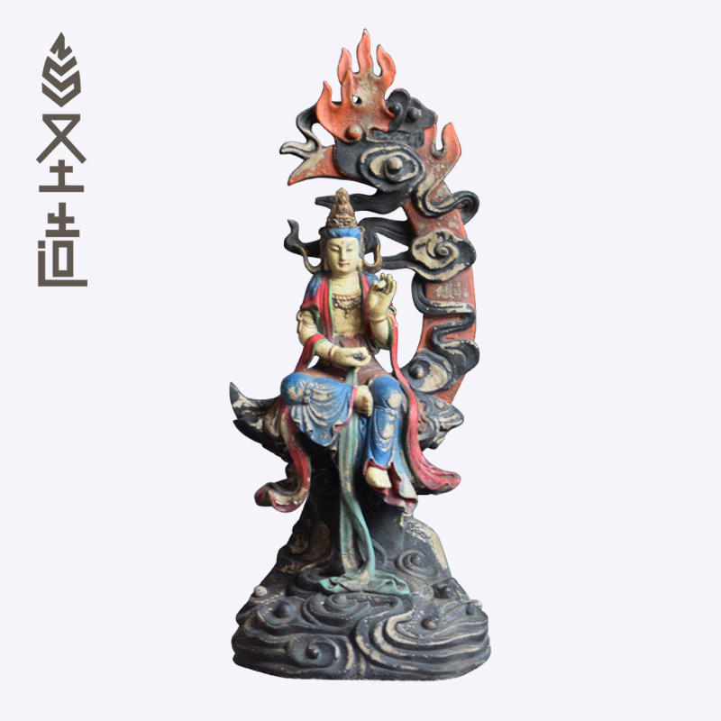 自在观音仿古禅意观音木雕佛像客厅玄关摆件定制 圣造