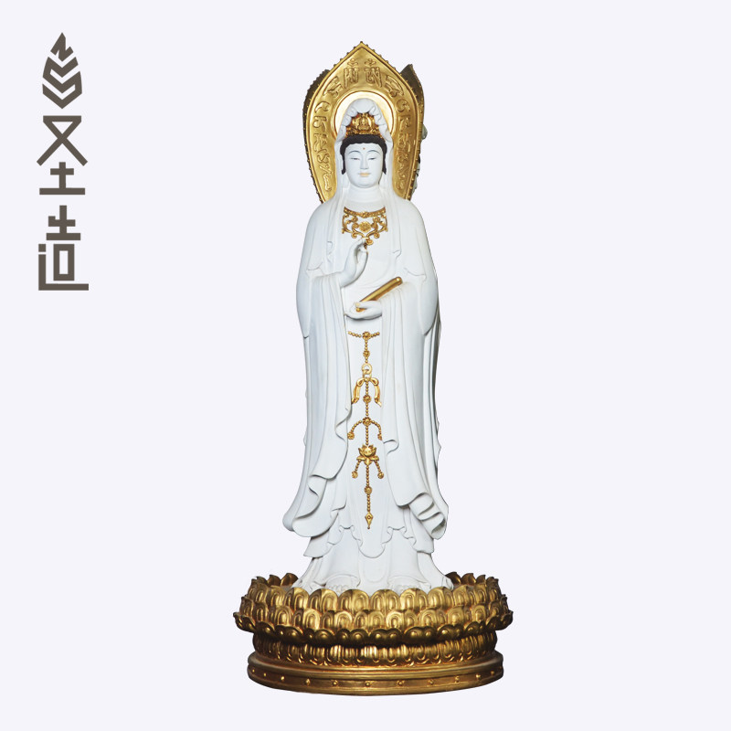 木雕南海观音佛像摆件居家家用三面观音定做 圣造