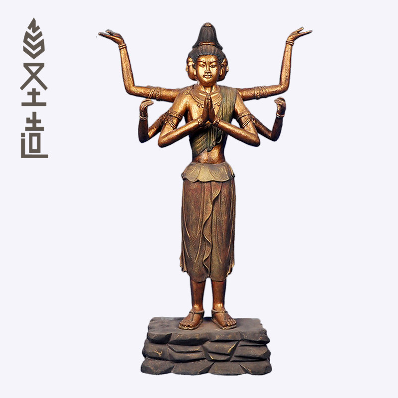 木雕阿修罗佛像日本神像居家工艺品摆件定制定做 圣造